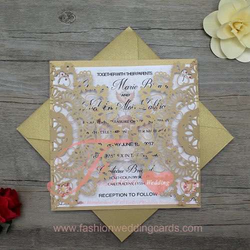 Gold Laser Cut Wedding Invitation Templates
